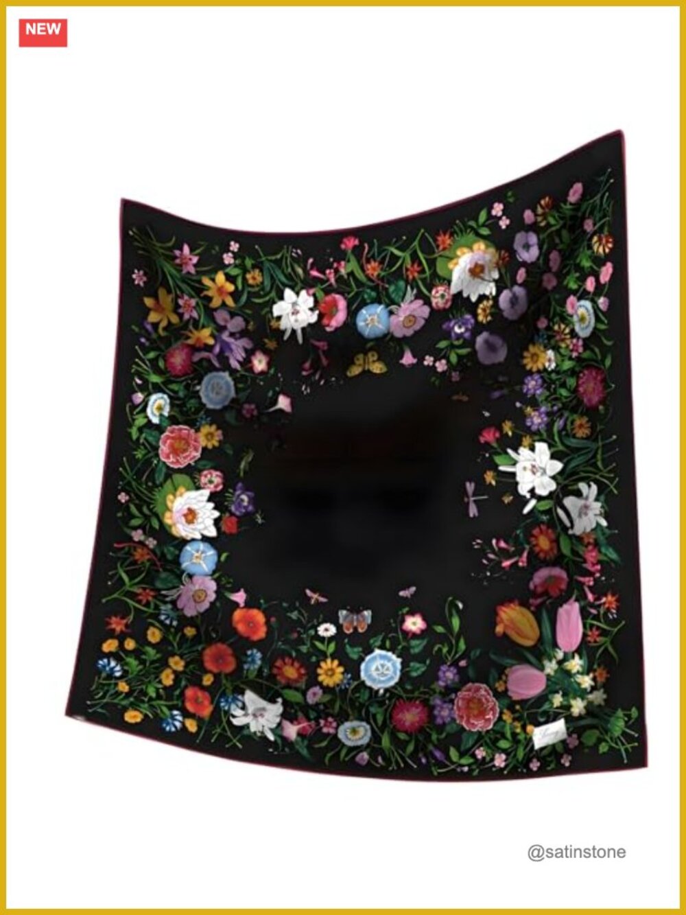Floral Silk Feel Scarf Lightweight 35x35 Square Headscarf Bandana Handbag Wrap